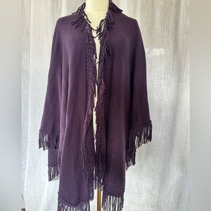 Anthropologie Maeve Floral Embroidered Open-Front Poncho